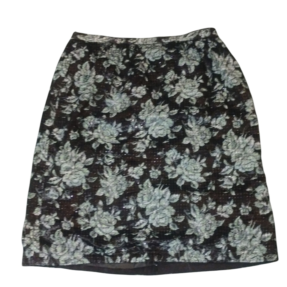 R&M Richards By Karen Kwong Blac, Green Velvet Lined Pencil Skirt SZ 14